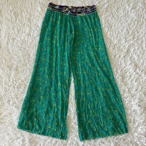 Maaji Resortwear Blue and Green Tropical Print Wide Leg Pants Size S